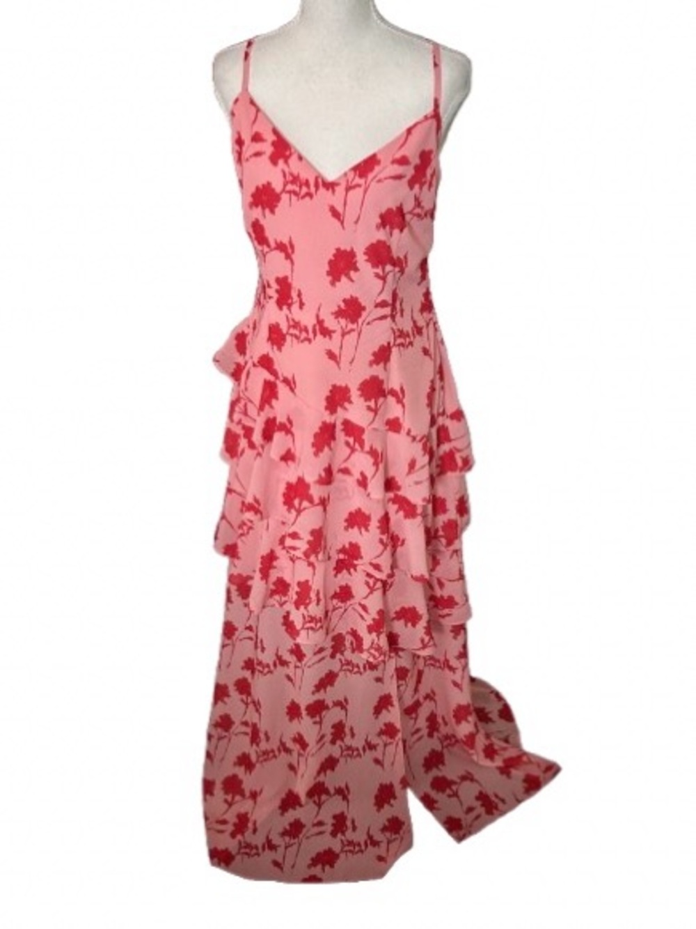 Gorgeous Slit Ruffled Floral Dress PRETTY LAVISH Medium Maxi Romantic Fairy 10